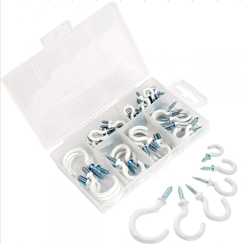 White  Cup Hooks Screw Hooks with plastic covered