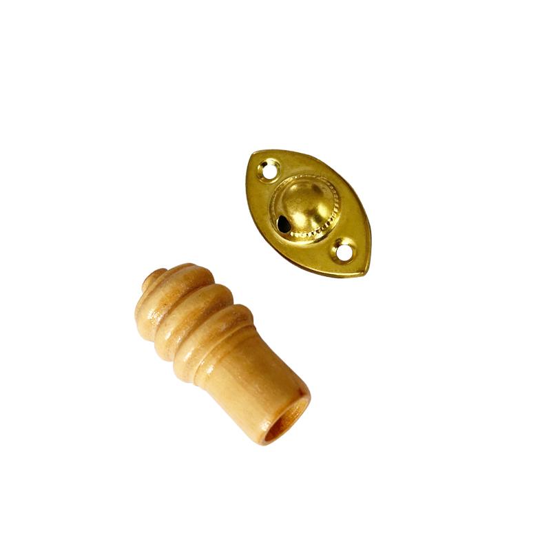 Wooden acorn with brass knot plate blind pull- pine